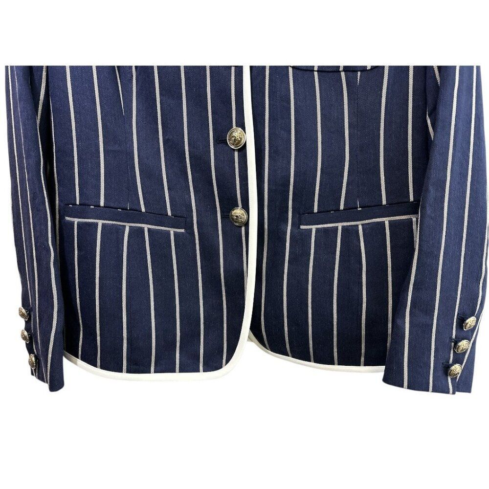 Carlisle Collection Linen Blend Jacket Captain Nautical Luxe Sz6 Tailored Blazer - Picture 9 of 16
